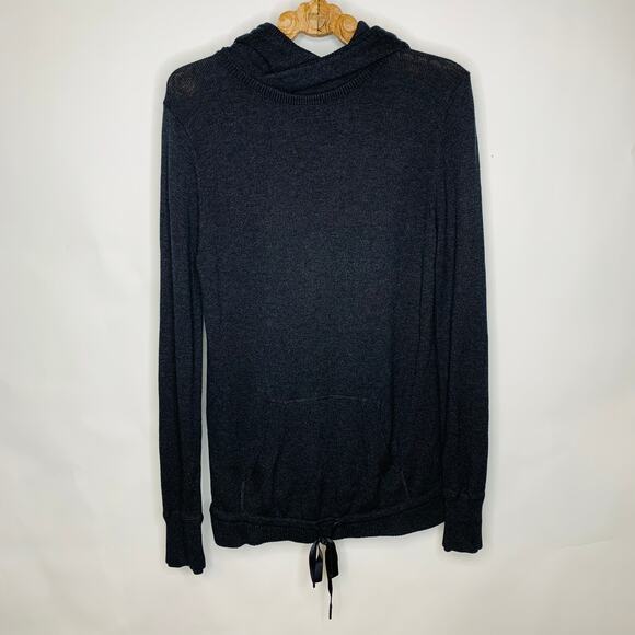 Lululemon Black Dark Gray Hooded Sweater Sz 6 Hoodie Sweet Savasana Pullover - Picture 1 of 6